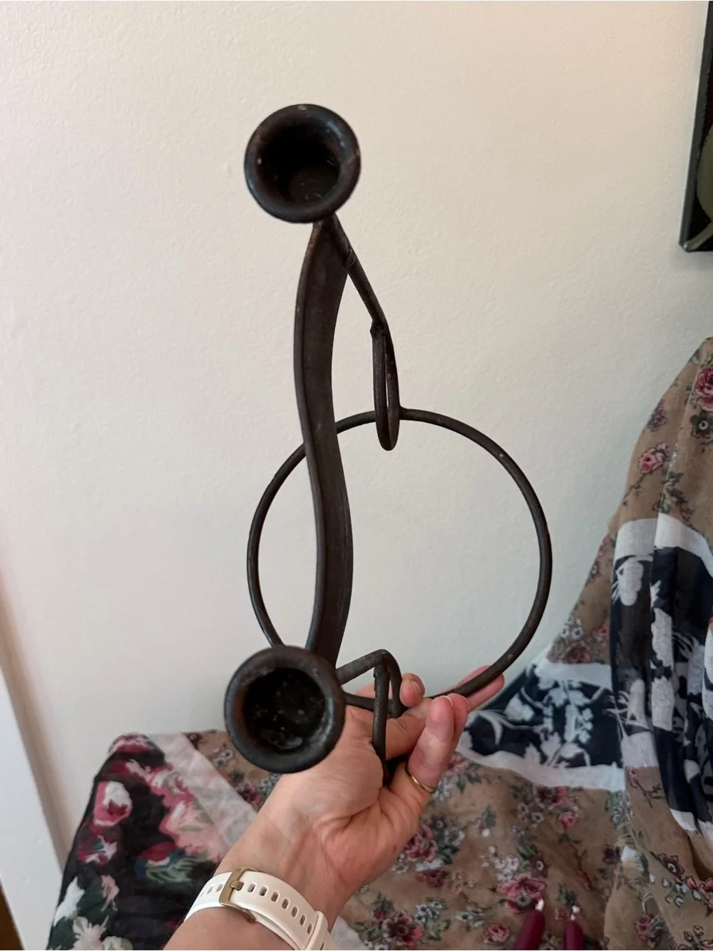 Gothic Music Note Candle Holder Brooding Iron Candelabra Decor
